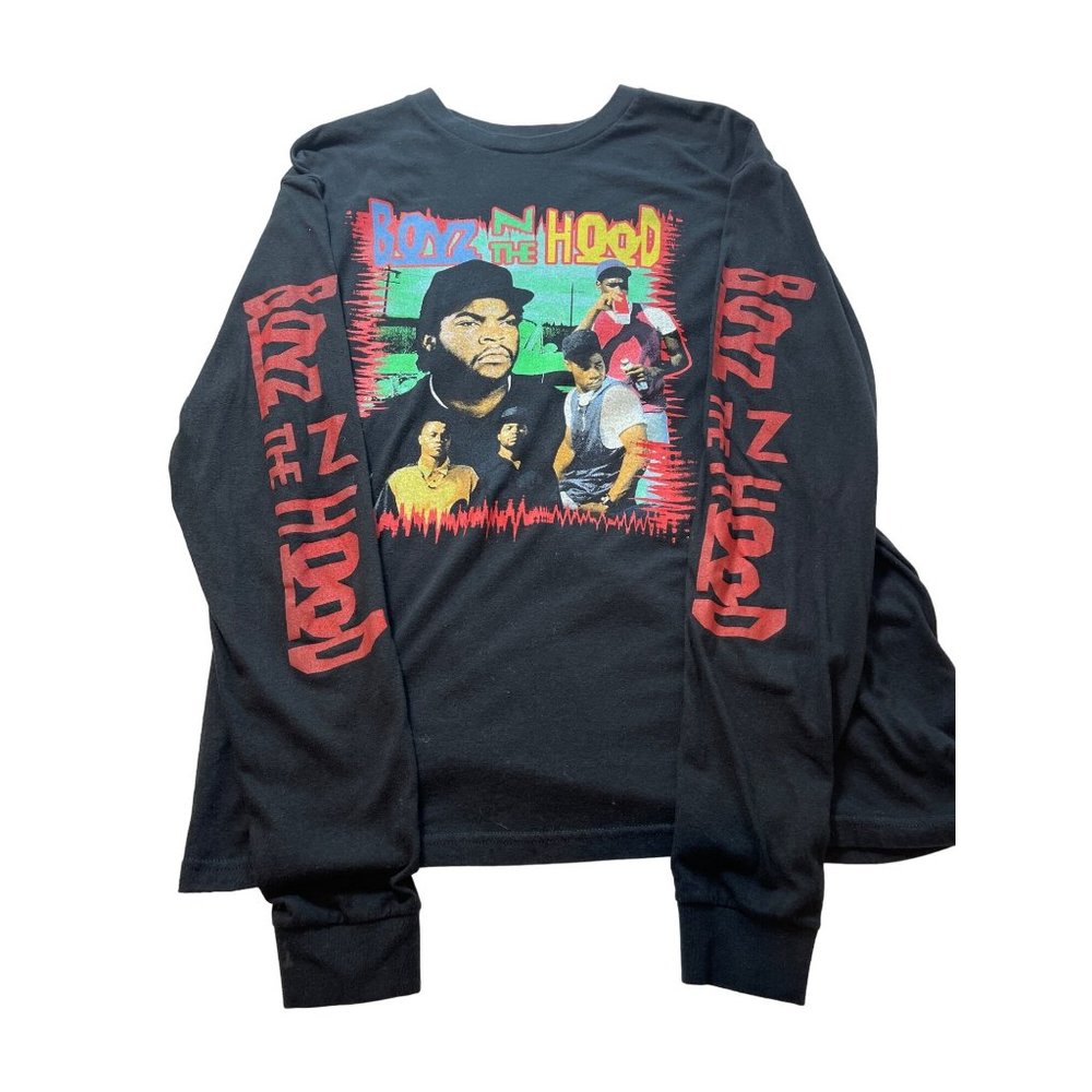 Boyz In The Hood Movie Color Graphic Print On Black Longsleeve T-Shirt Size L